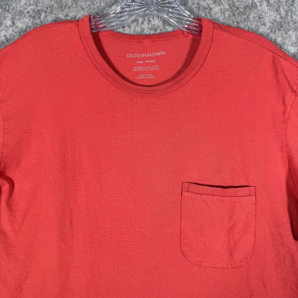 Outerknown Pocket T Shirt Mens Large Red Organic Cotton Short Sleeve